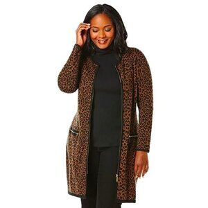 Rafaella Leopard Long Cardigan Sz Small